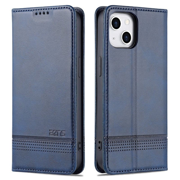 AZNS iPhone 15 Plus Plånboksfodral Anti-scratch Konstläder - Blå