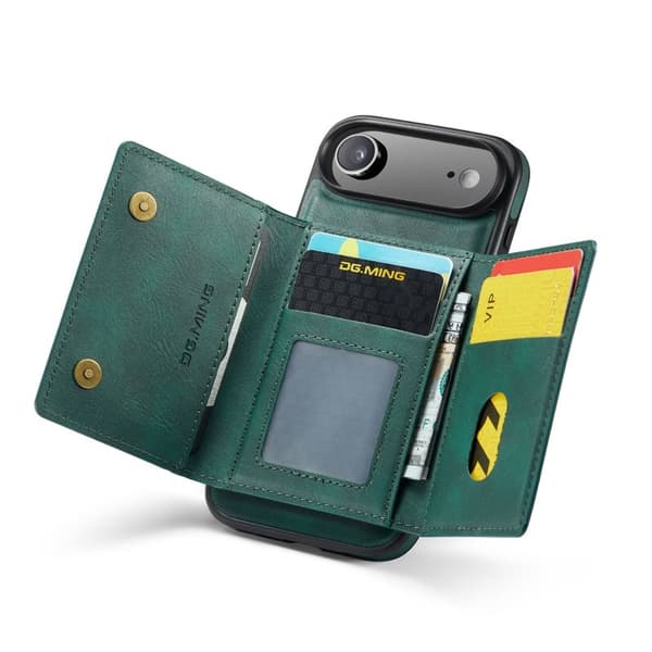 DG.MING M5 Series iPhone Air Plånboksfodral Konstläder Magnetiskt Grön