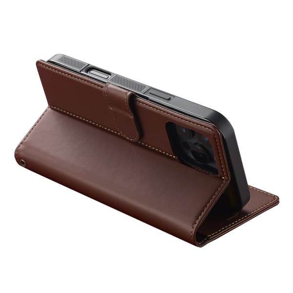 LC.IMEEKE L2 Series iPhone 16 Pro Max Plånboksfodral Konstläder - Brun