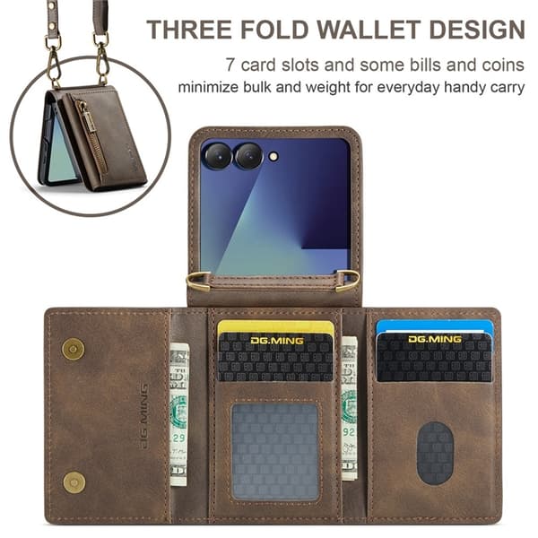 DG.MING Mobilskal till Galaxy Z Flip 7 RFID-Skydd M5 - Brun Brun