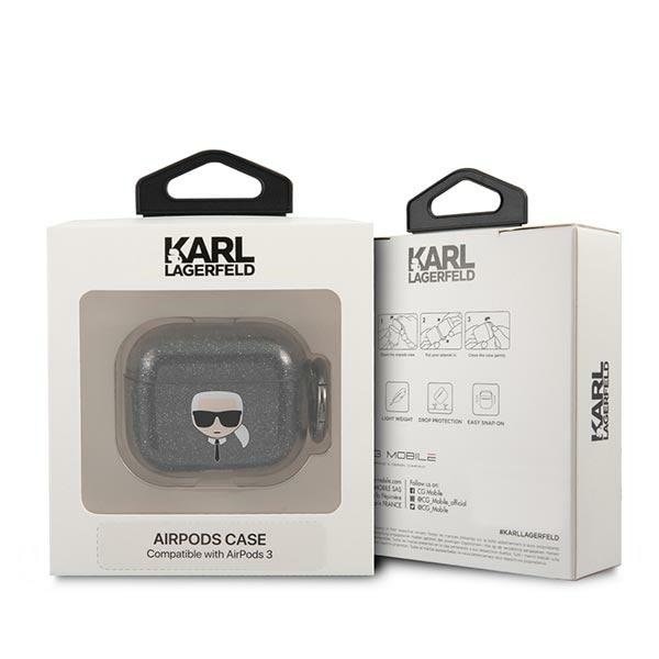 Karl Lagerfeld Skal Glitter Karl`s Head Airpods 3 - Svart Svart
