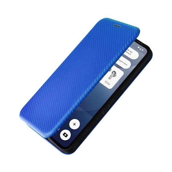 Nothing Phone (3a) Plånboksfodral Konstläder Carbon Fiber - Blå
