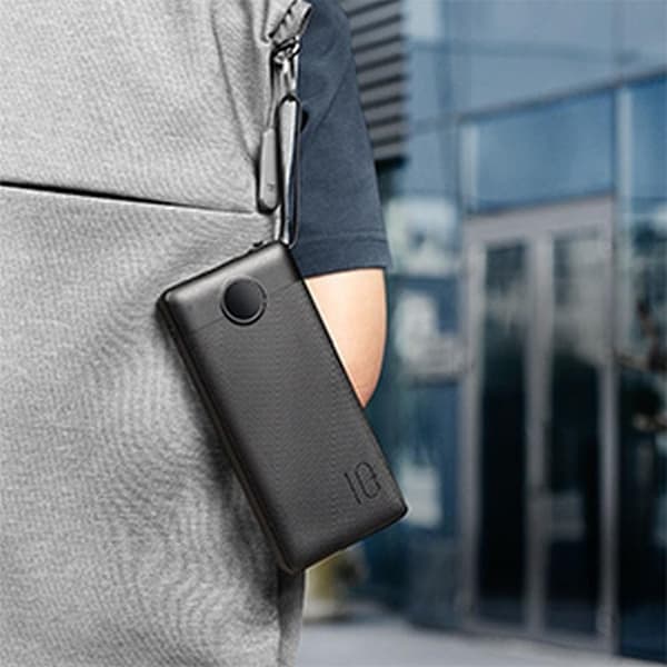 VEGER Powerbank 20000 mAh med Lightning/Typ-C/Micro-USB Kabel C20 Svart