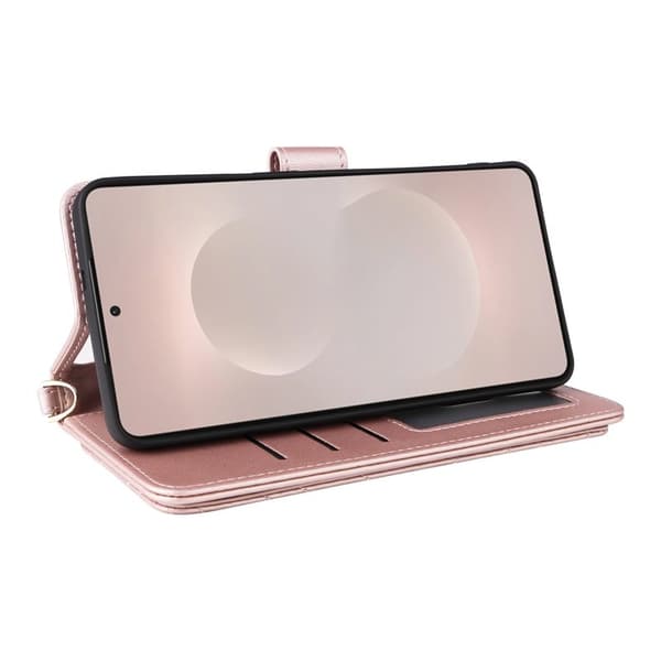 Samsung Galaxy S26 Edge Plånboksfodral Konstläder Ställ - Rosa