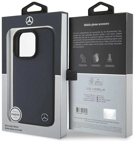 Mercedes telefontaske til iPhone 16 Pro Max MagSafe Træimitation Blå