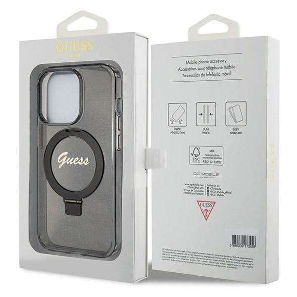 Guess telefontaske til iPhone 14 Pro MagSafe MagSafe Ringstativ Glitter