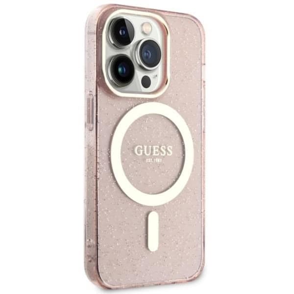 Guess Mobilskal till iPhone 11/XR Magsafe Glitter Guld - Rosa Rosa