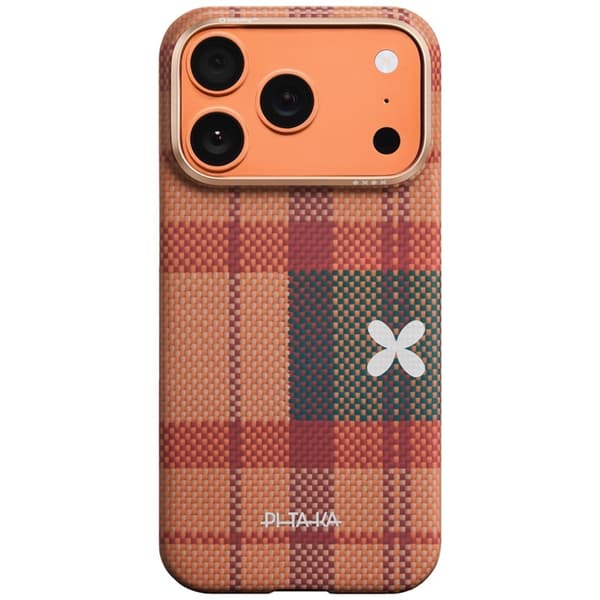 PITAKA Mobilskal För iPhone 17 Pro Max Magsafe Flora in Grid Edge - Cloud Dusk Orange