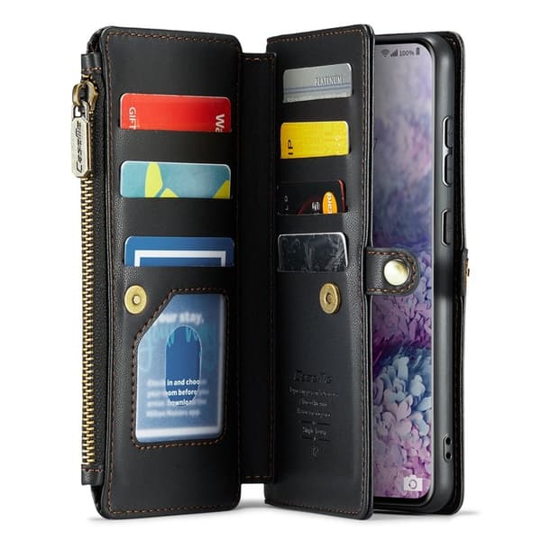 CASEME Plånboksfodral Konstläder för Samsung Galaxy S20 Plus - Svart