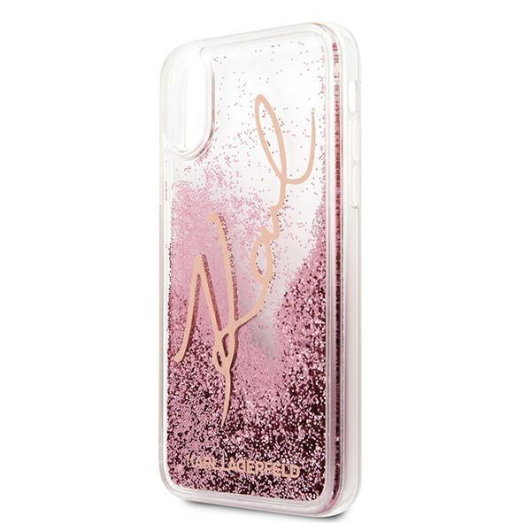 Karl Lagerfeld Skal iPhone X / Xs Glitter Signature - Rose Guld Gul