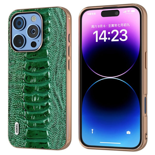 ABEEL Mobilskal till iPhone 16 Pro Max Elektropläterad Äkta läder Grön