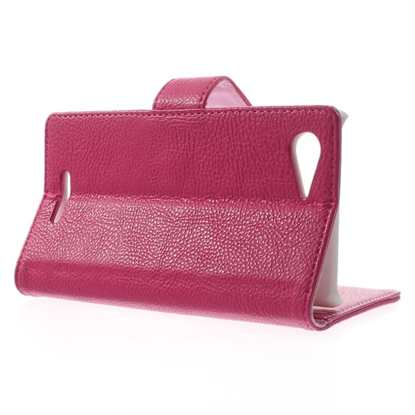 Embossed Plånboksfodral till Sony Xperia E3 - Magenta Rosa