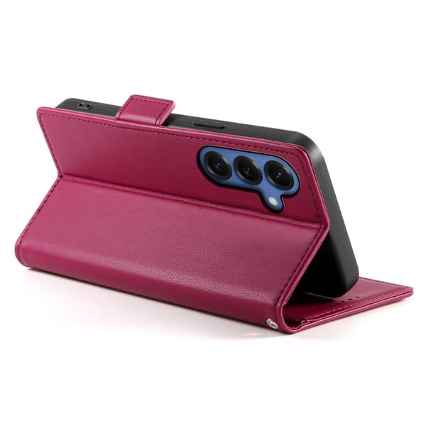 Plånboksfodral för Samsung Galaxy S26 Plus Konstläder Kickstand - Vinröd