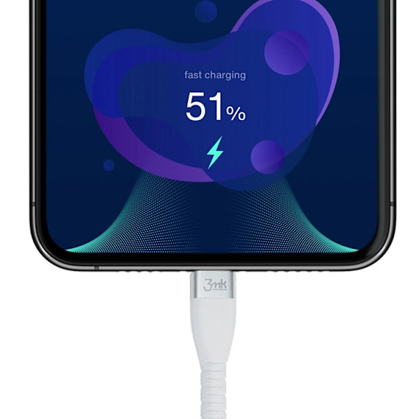 3mK USB-C till Lightning kabel 20W 1m HyperSilikon - Vit Vit