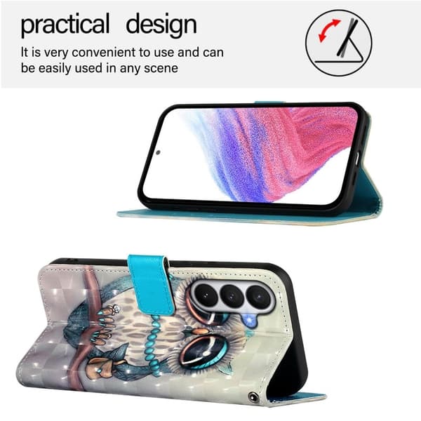 Samsung Galaxy S26 / S26 Pro Plånboksfodral Konstläder Mönster - Grå Uggla