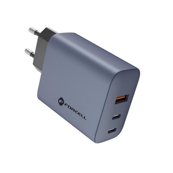 Forcell F-Energy GaN Väggladdare 65W 2xUSB-C 1xUSB-A VT-42B - Grå Grå