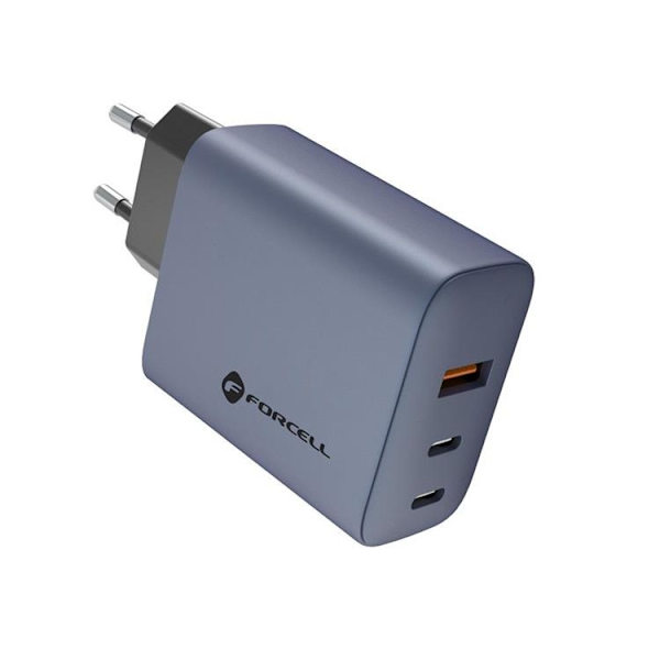 Forcell F-Energy GaN Vægoplader 65W 2xUSB-C 1xUSB-A VT-42B - Grå Grå