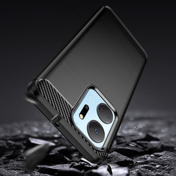 Mobilskal till Honor Play 40 Plus/Honor X7a Carbon Silikon - Svart Black