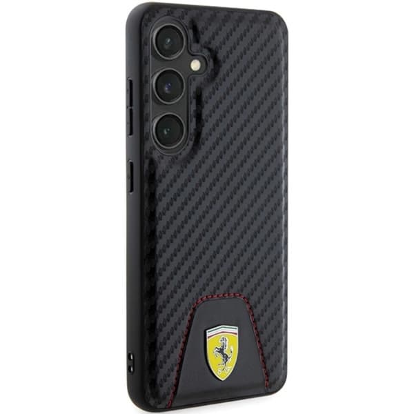Ferrari Mobilskal till Galaxy S24 Plus Carbon Stitched Bottom - Svart Black