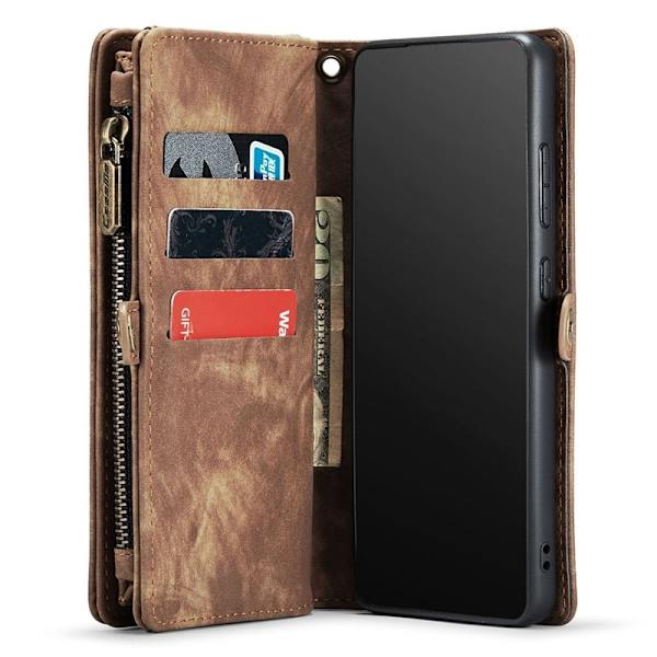 CASEME 008 Series Multi-function Wallet Mobilskal för Samsung Galaxy S20 FE Brun