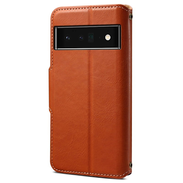 DENIOR Google Pixel 6 Pro Plånboksfodral Konstläder Ställ Shockproof - Brun