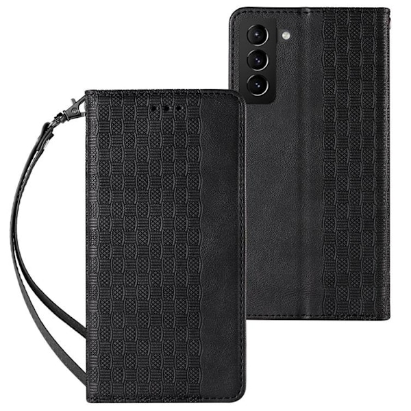 Galaxy S22 Plus Lompakkokotelo Magnet Strap - Musta Black