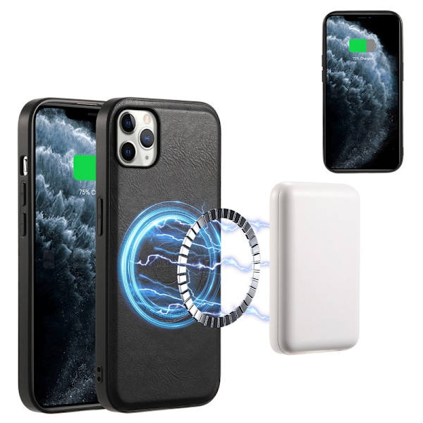 DENIOR Mobilskal till iPhone 11 Pro Max Äkta Läder Magnetisk - Svart