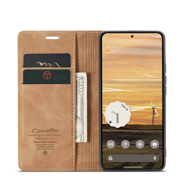 CASEME 013 Plånboksfodral för Google Pixel 9a - KonstLäder - Brun
