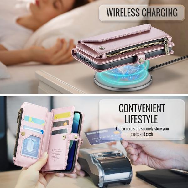 CASEME Plånboksfodral Konstläder för iPhone 12/12 Pro - Rosa