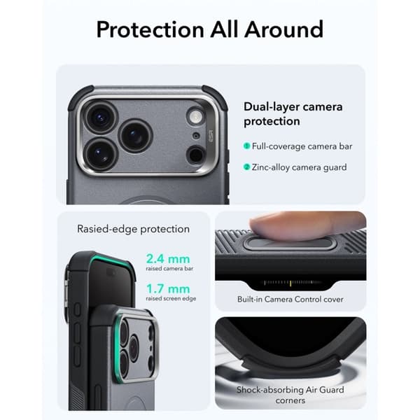 ESR Mobilskal För iPhone 17 Pro/18 Pro Magsafe Cyber Tough Kickstand