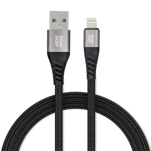 Blue Star USB-A til Lightning Kabel 1.2m - Sort
