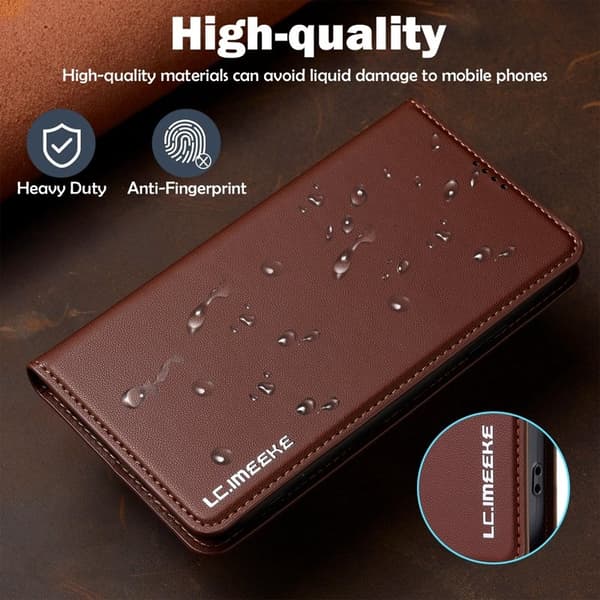 LC.IMEEKE L1 Series iPhone XS Max Plånboksfodral Konstläder - Brun