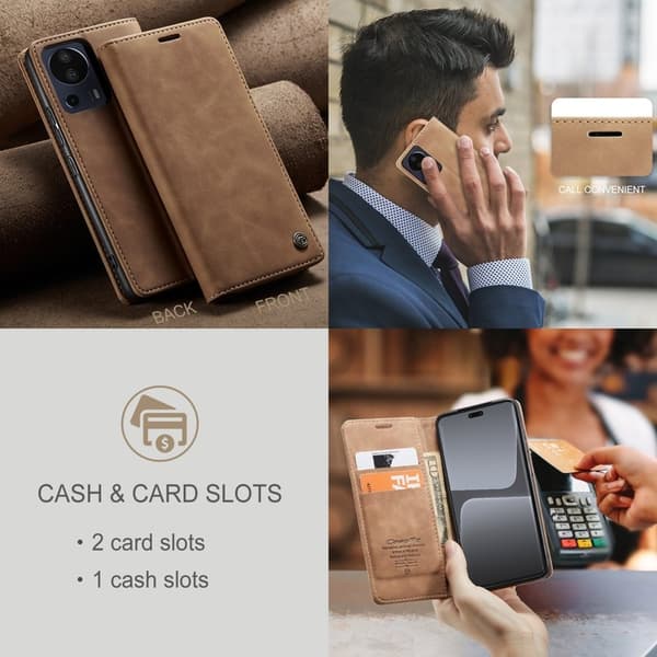 CASEME 013 Plånboksfodral för Xiaomi 13 Lite - Konstläder - Brun