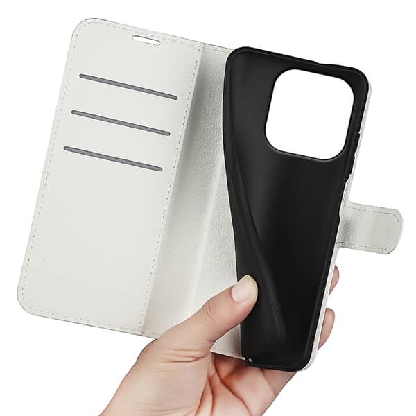 OnePlus 15 5G Plånboksfodral Litchi Shockproof Konstläder Vit