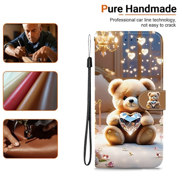 Plånboksfodral för Samsung Galaxy S26 Plus Konstläder Stativ - Diamond Bear