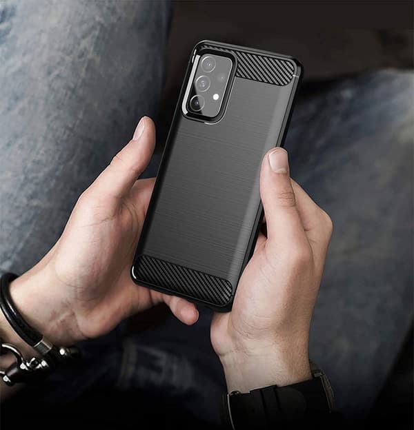Carbon Fleksibelt TPU-cover til Samsung Galaxy A72 4G - Sort Black