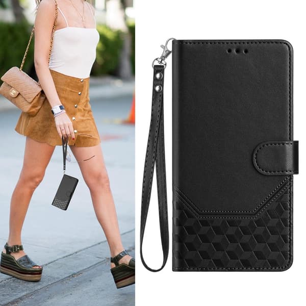 Nothing Phone (3a) Pro Plånboksfodral Imprinted Honeycomb RFID Svart