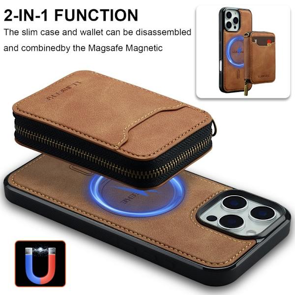 LC.IMEEKE L6 iPhone 13 Pro Plånboksfodral Konstläder - Brun