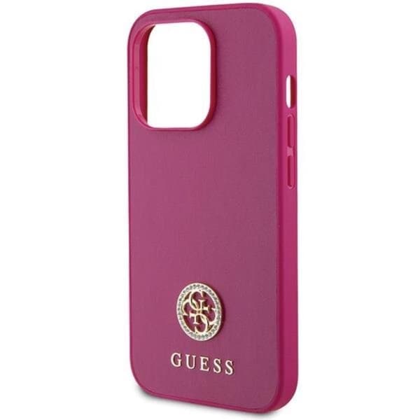 Guess Mobilskal till iPhone 15 Pro Max Strass Metal Logo - Rosa