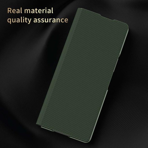 Galaxy Z Fold 4 Case Kevlar Texture Folio Flip - musta