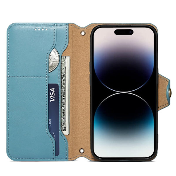 DENIOR iPhone XR Plånboksfodral Konstläder med Konstlädertextur - Blå