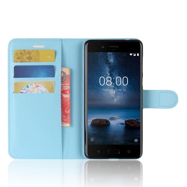 Litchi lompakkokotelo Nokia 8 -puhelimelle - sininen Blue