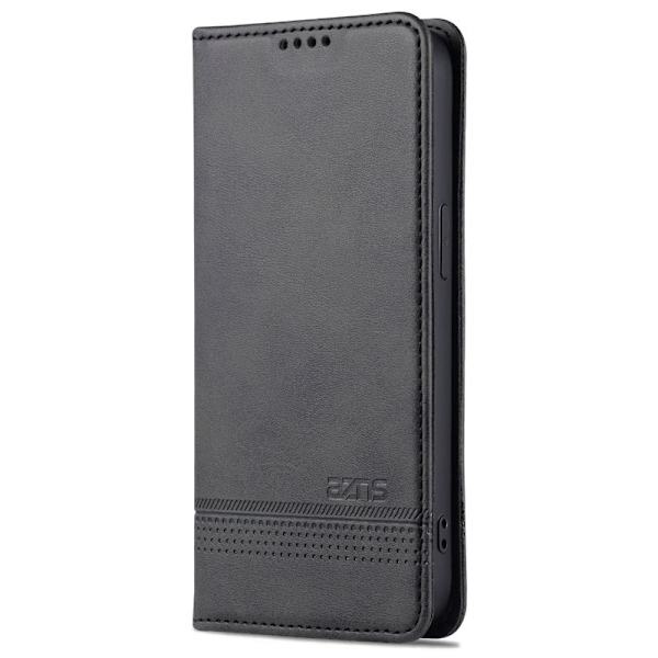 AZNS iPhone 16 Pro Max Plånboksfodral Folio Konstläder - Svart