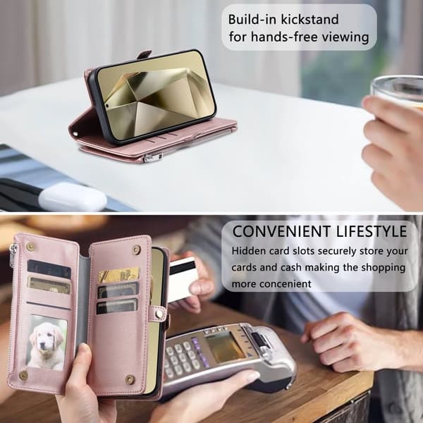 Samsung Galaxy S26 Plus Plånboksfodral TPU + Konstläder - Roséguld