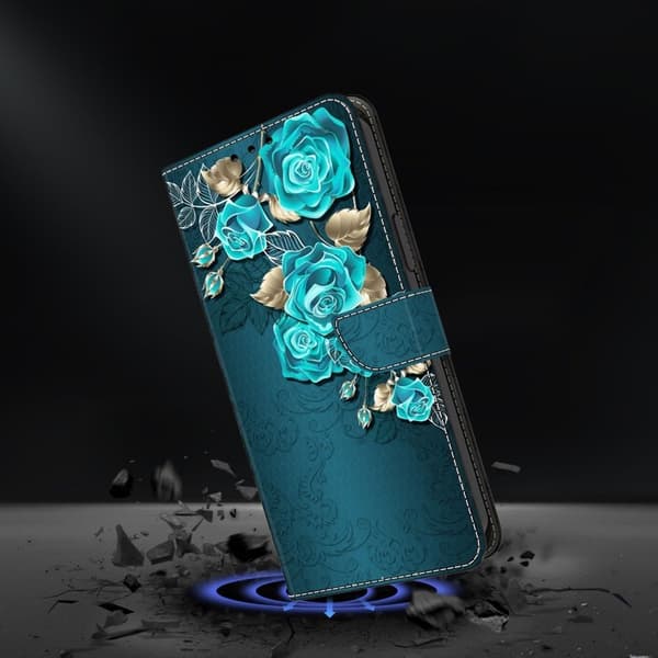 Samsung Galaxy S26/S26 Pro Plånboksfodral Magnetlås Konstläder Blå Ros