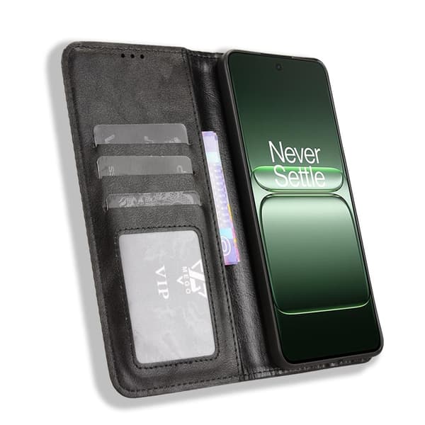 OnePlus Nord CE5 5G Plånboksfodral Retro Texture Konstläder Svart