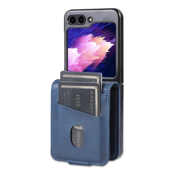 AZNS Samsung Galaxy Z Flip5 Plånboksfodral Konstläder - Blå
