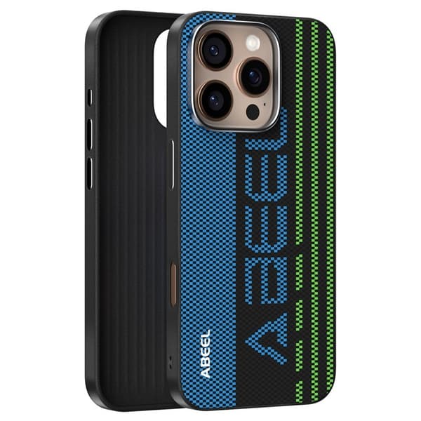 ABEEL Mobilskal till iPhone 16 Pro Max MagSafe TPU Aluminium Läder Svart