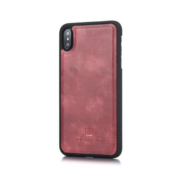 DG.MING iPhone XS Max Plånboksfodral 2-i-1 Äkta läder Röd