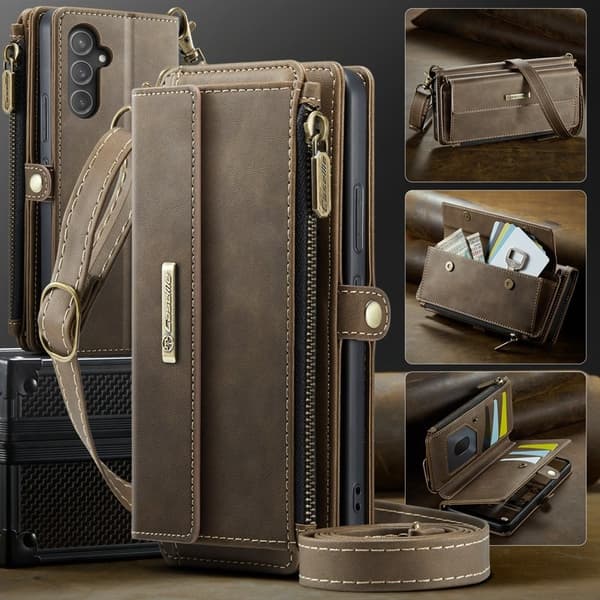 CASEME Konstläder Plånboksfodral för Samsung Galaxy A54 5G - Brun Leather